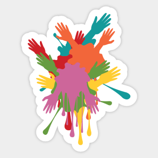 Colorful hands up Sticker